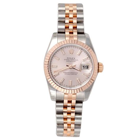 rolex ladies stainless steel rose gold oyster perpetual datejust wristwatch|rolex datejust 31 gold price.